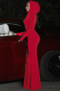 Solid Hooded Bodycon Maxi Dress | Dress In Beauty