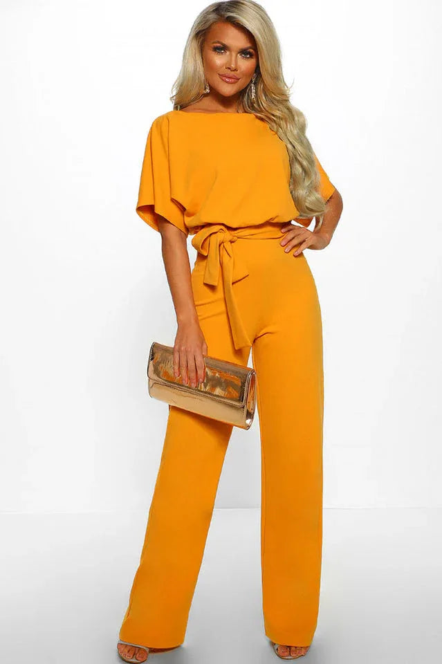 Wide Leg Jumpsuit with Tie Waist - View 5 | WEUXS