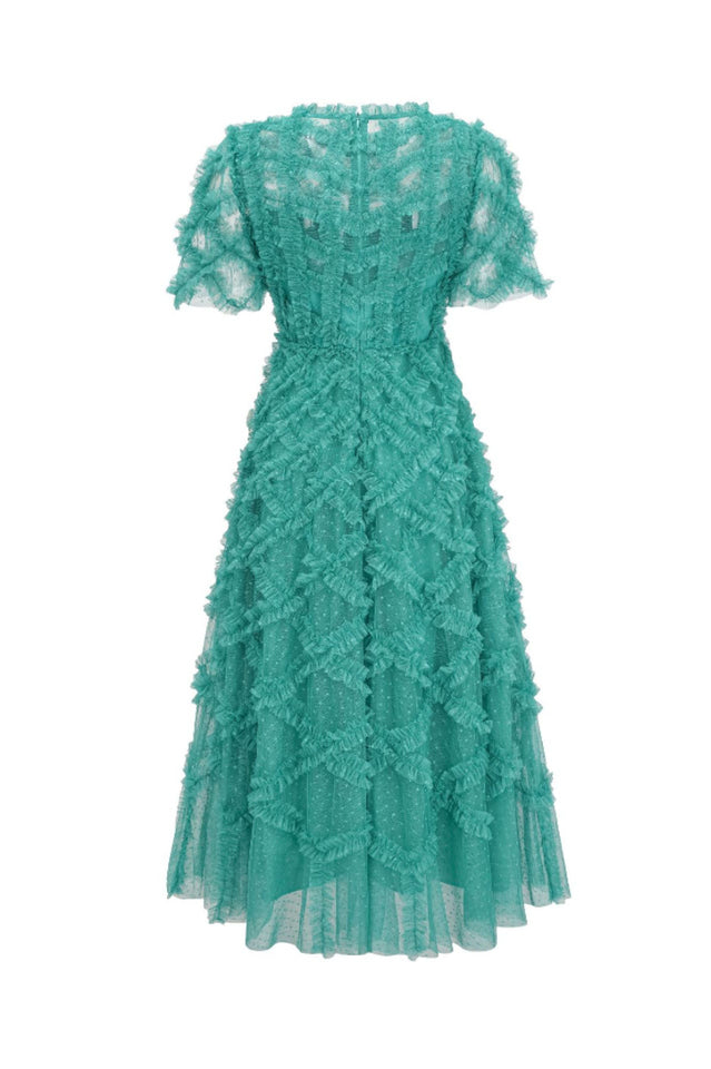 Opulent High Waist Tulle Ruffle Maxi Dress | Dress In Beauty