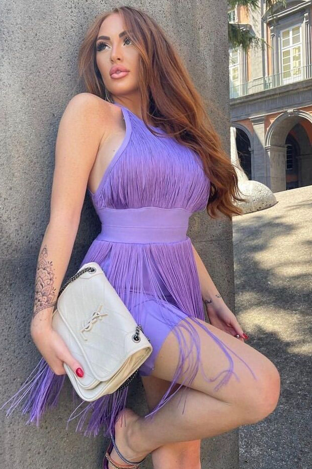 Halter Neck Backless Fringed Mini Dress | Dress In Beauty