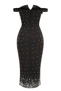 Pearl Polka Dots Embellished Midi Dress | Dress In Beauty