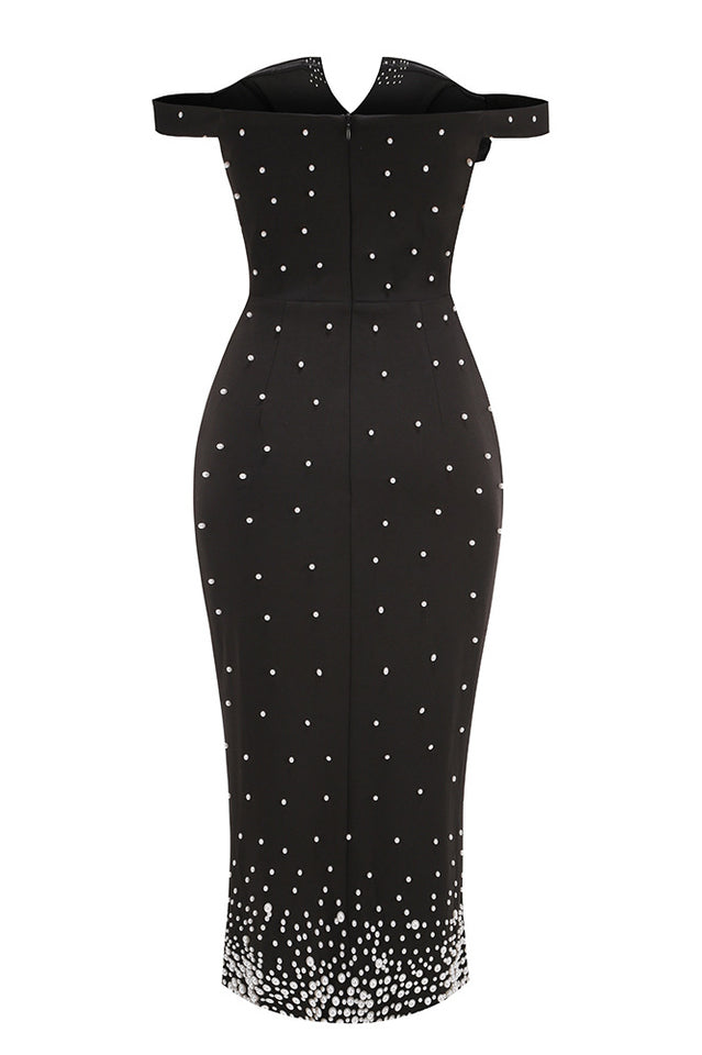 Pearl Polka Dots Embellished Midi Dress | Dress In Beauty