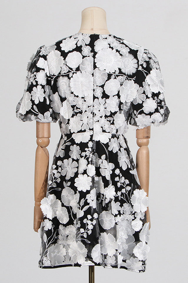 Chayan Flower Embroidery Mini Dress | Dress In Beauty