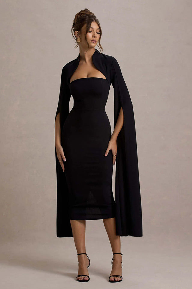 Berry Bodycon Cape-Sleeve Midi Dress | Dress In Beauty