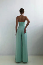 Elegant women's wide leg satin jumpsuit - View 8 | WEUXS
