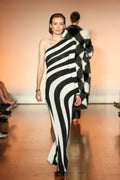 Long Asymmetrical Striped Knit Dress | Dress In Beauty