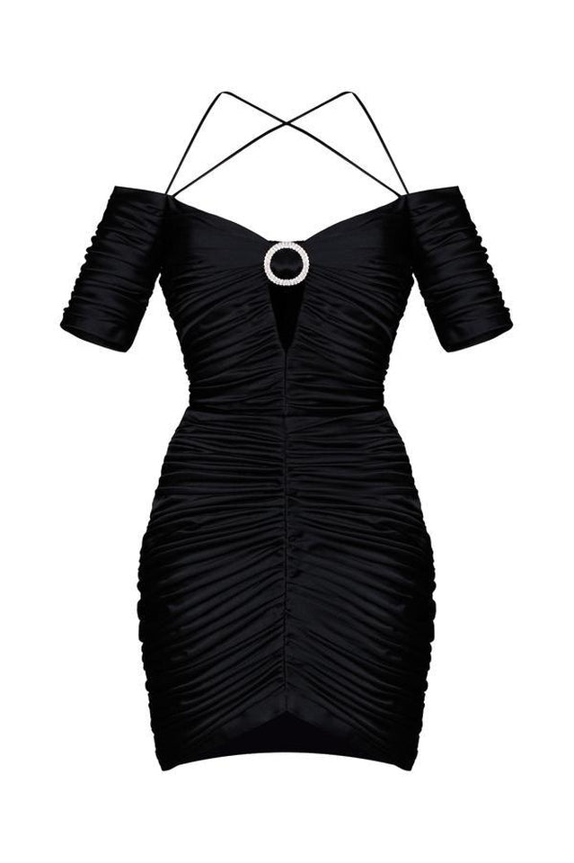 Embellished Ruched Satin Mini Dress | Dress In Beauty