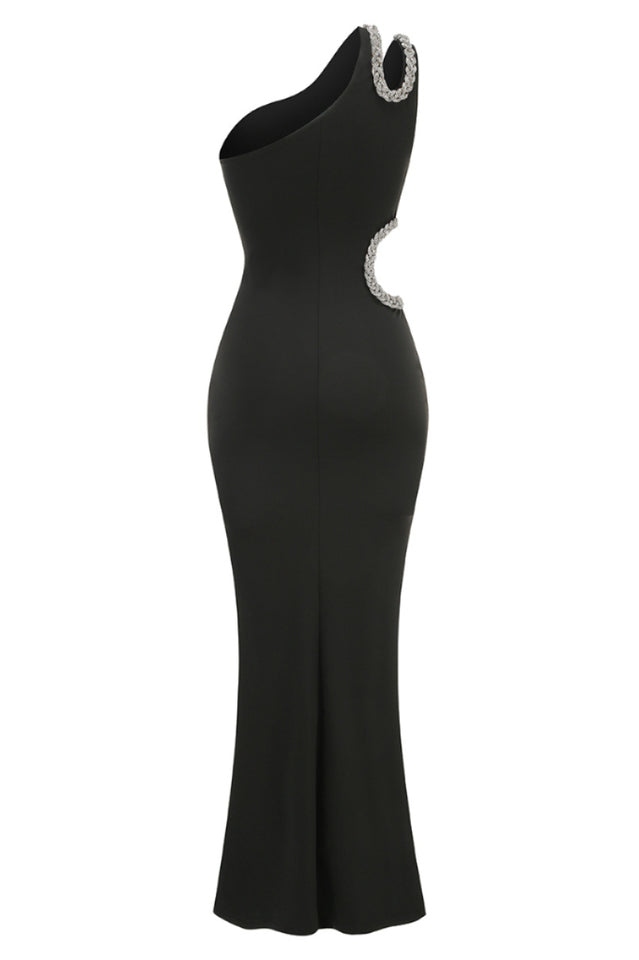 One Shoulder Crystal Chain Detail Dress | Dress In Beauty