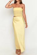 Elinor Yellow Satin Maxi Dress | Dress In Beauty