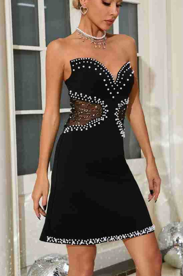 Strapless Pearl Mesh Mini Dress | Dress In Beauty