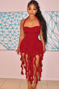 Ruffle Tassel Halter Bustier Mini Dress | Dress In Beauty