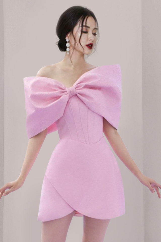Adah Pink Bowknot Mini Corset Dress | Dress In Beauty