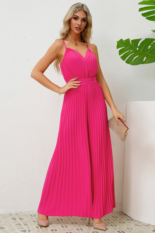 V Neck Pleated Jumpsuit | Dress In Beauty
