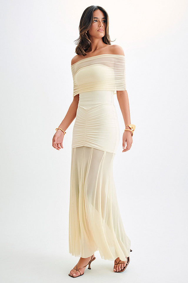 Caspian Slinky And Mesh Maxi Dress | Dress In Beauty