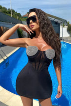 Crystal Heart Mini Dress - View 12 | WEUXS