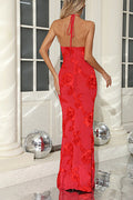 Halter 3D Floral Embroidered Gown | Dress In Beauty