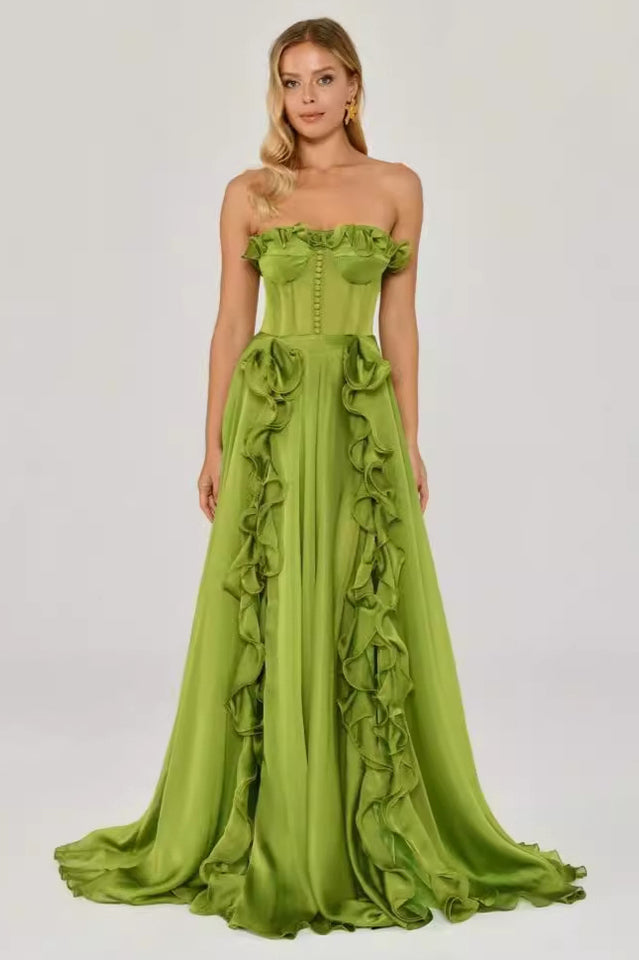 Colombine Strapless Ruffle Maxi Dress | Dress In Beauty