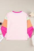 Colorblock Patchwork Long Sleeve Loose Top | Dress In Beauty