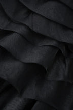 Black chiffon fabric with layered ruffles