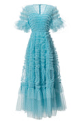 Ruffle Tiered Spotted Tulle Maxi Dress | Dress In Beauty