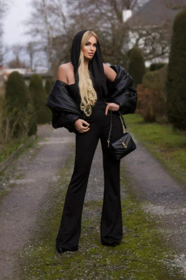 Hooded wide leg jumpsuit - View 8 | WEUXS