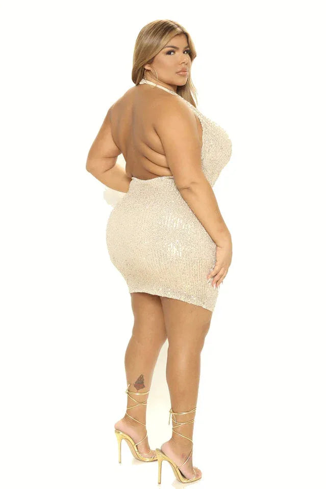 Sequin halter mini dress - View 7 | WEUXS