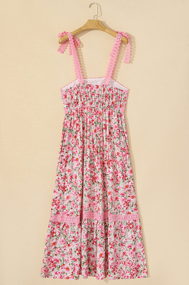 Floral Lace Tied Strap Maxi Dress | Dress In Beauty