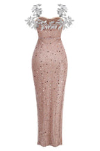 Slip Leaf Beaded Sequin Embellished Gown - WEUXS