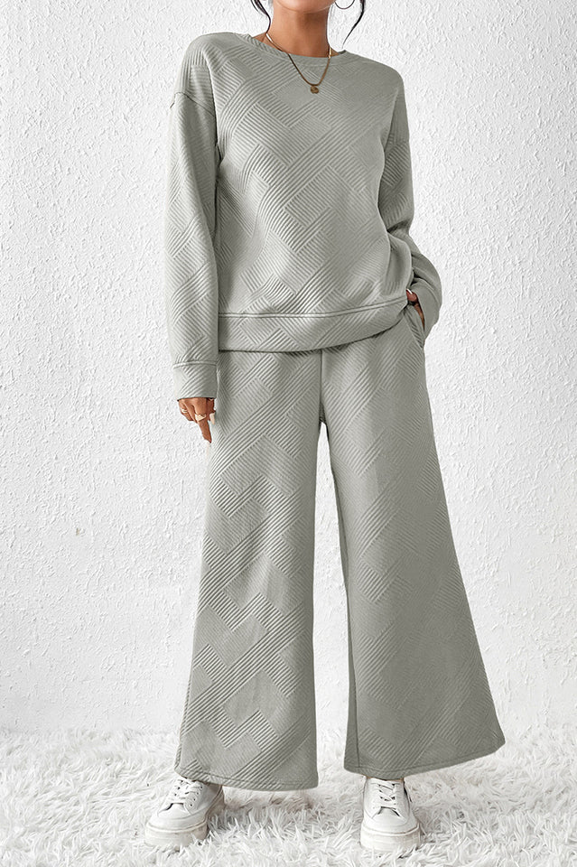 Textured Long Sleeve Top & Pants Set | Dress In Beauty