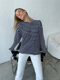 Classic striped long sleeve cotton t-shirt - View 11 | WEUXS