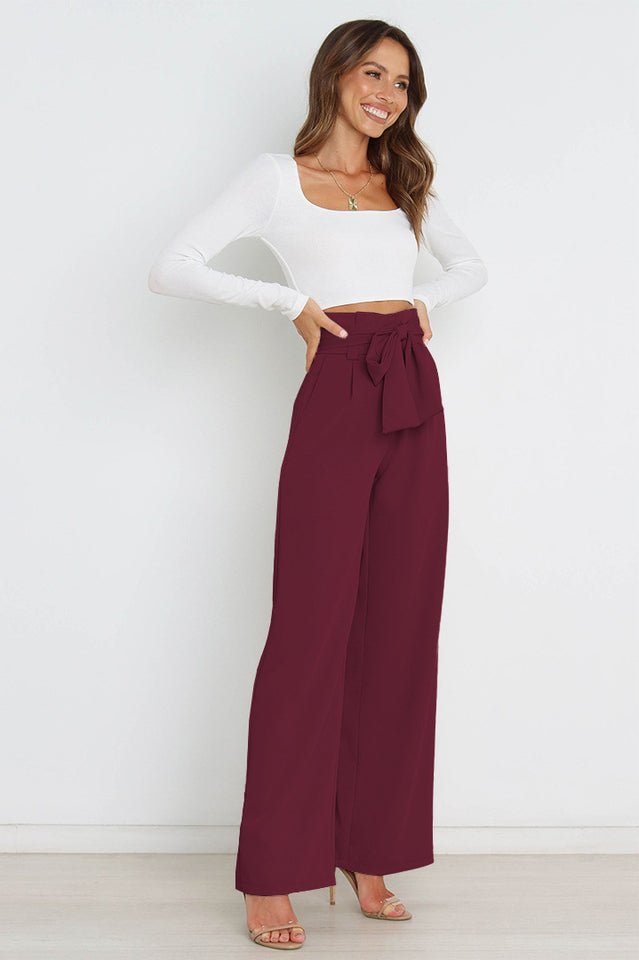 High Waist Belted Straight Leg Pants | Dress In Beauty