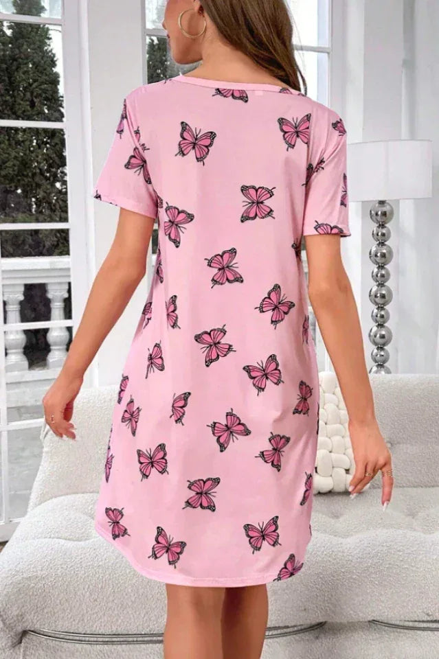 Women's Butterfly Print Sleep Shirt - Comfortable Nightgown Secondary image