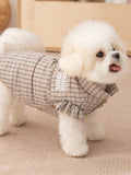Plaid dog vest with ruffled trim and leash ring - View 6 | WEUXS