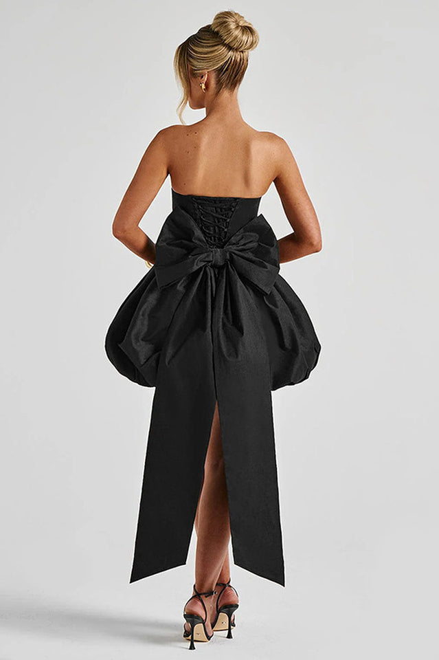 Strapless Bow Puff Mini Dress | Dress In Beauty