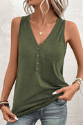 Buttoned Deep V Tank | Dress In Beauty