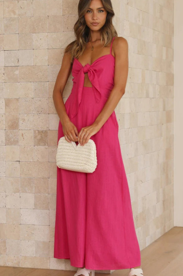 Knot Front Wide Leg Cami Jumpsuit | Dress In Beauty