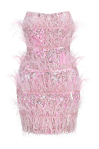 Sequin Feather Mini Dress - View 9 | WEUXS