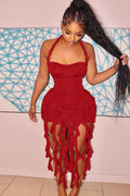 Ruffle Tassel Halter Bustier Mini Dress | Dress In Beauty