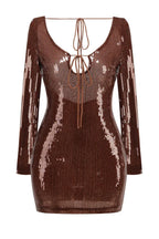 Sequin Mini Dress with Long Sleeves - View 6 | WEUXS
