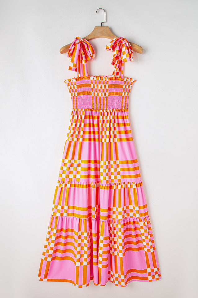 Boho Gingham Smocked Maxi Dress | Dress In Beauty