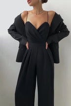 Women's Satin Wide Leg Jumpsuit - View 10 | WEUXS