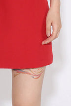 Floral Appliqué One-Shoulder Crepe Dress - View 8 | WEUXS