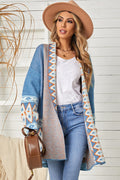 Geometric Open Front Long Sleeve Cardigan | Dress In Beauty