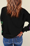 Sequin Mardi Gras Graphic Pullover Sweatshirt | Dress In Beauty