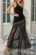 One Shoulder Shiny Sequin Lace Dress | Dress In Beauty