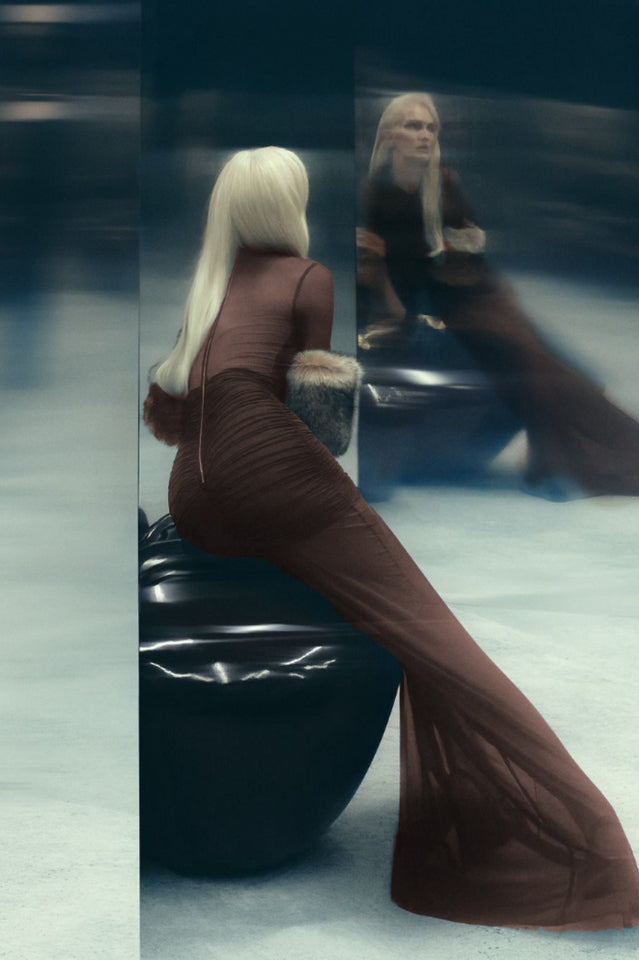 Long Sleeve Draped Mesh Maxi Dress | Dress In Beauty