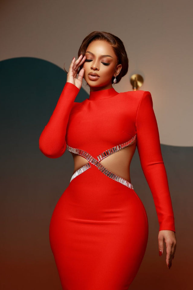 Crystal Trim Cut Out Crepe Maxi Dress | Dress In Beauty