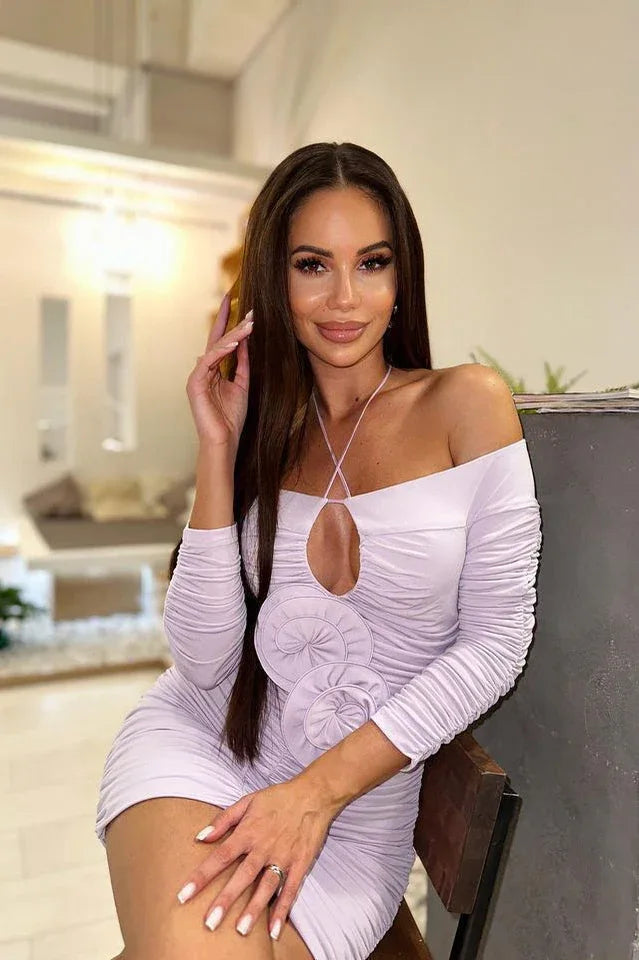 Ruffled Off Shoulder Mini Dress - WEUXS