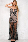 Deep V-Neck Glitter Beach Sequin Lace Dress - Dress In Beauty