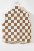 Checkered Sherpa Collared Jacket Vest | Dress In Beauty
